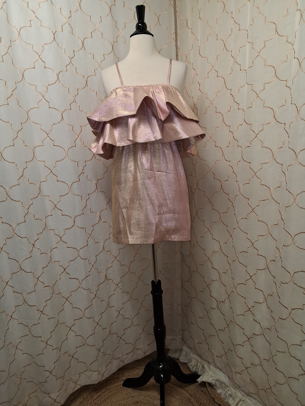Buddy Love Pink Iridescent Ruffle Mini Dress